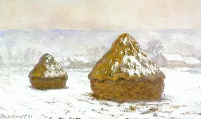 Grainstacks, Snow Effect Claude Monet